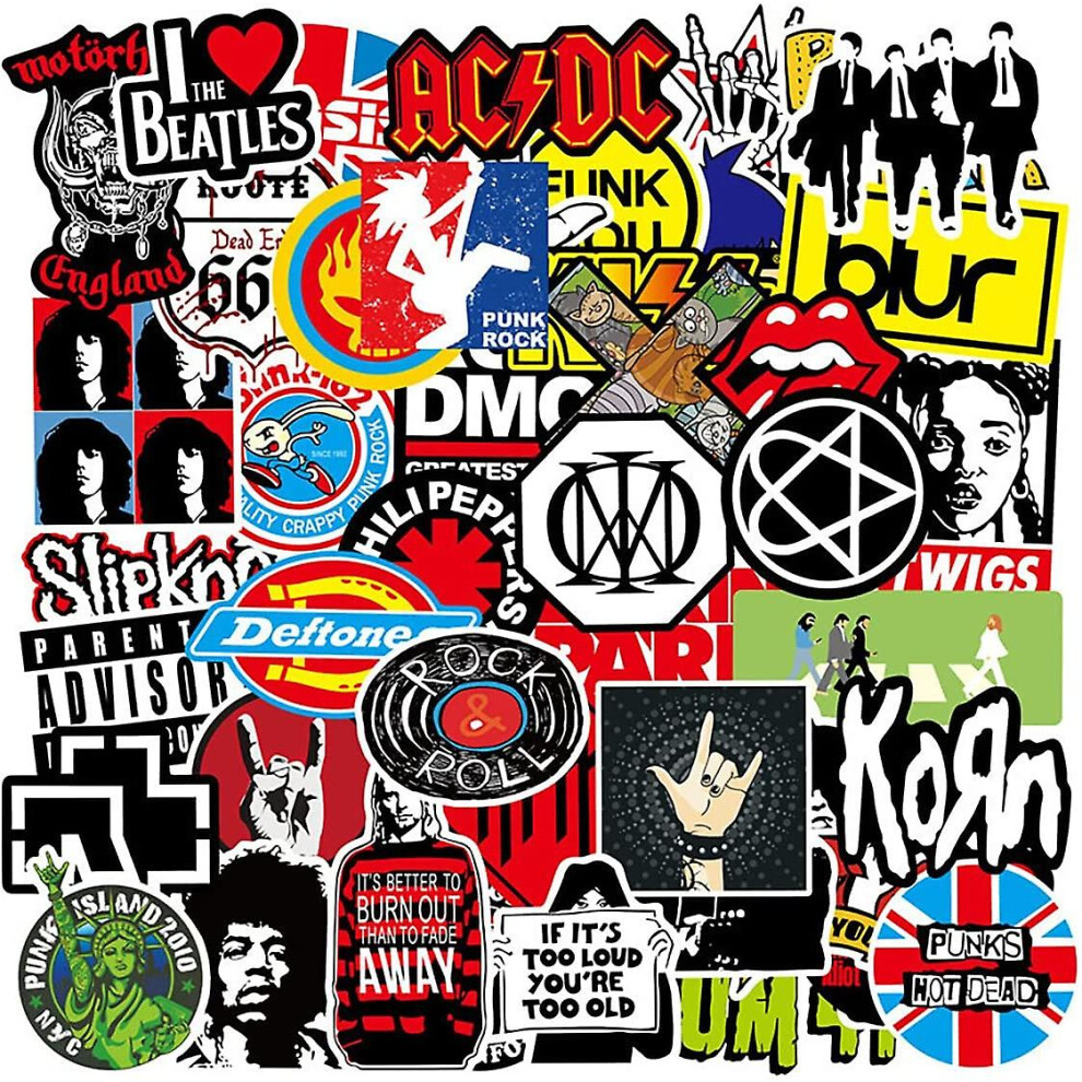 Set Of 100 Rock Band Punk Stickers, Heavy Metal Punk Music Band, Waterproof Vinyl Stickers