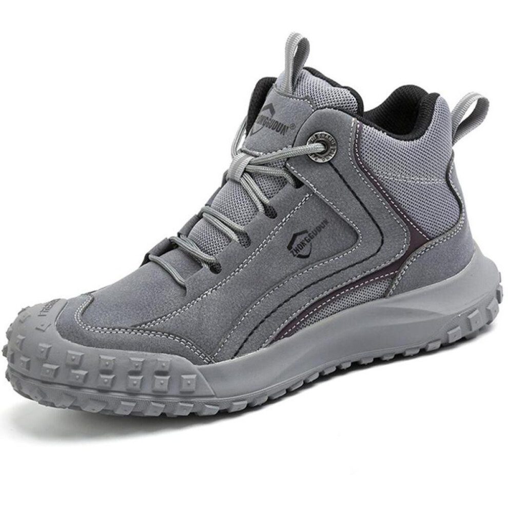 (grey, 41) Men&apos;s Work Safety Boots Protective Indestructible Boots Anti-slip Anti-smashing Safety Shoes Men Security Boots