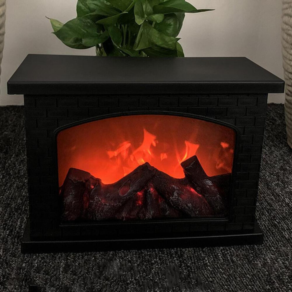 Led Fireplace Lantern Flamless Log Fire Effect Vintage Lamp Xmas Home Decor