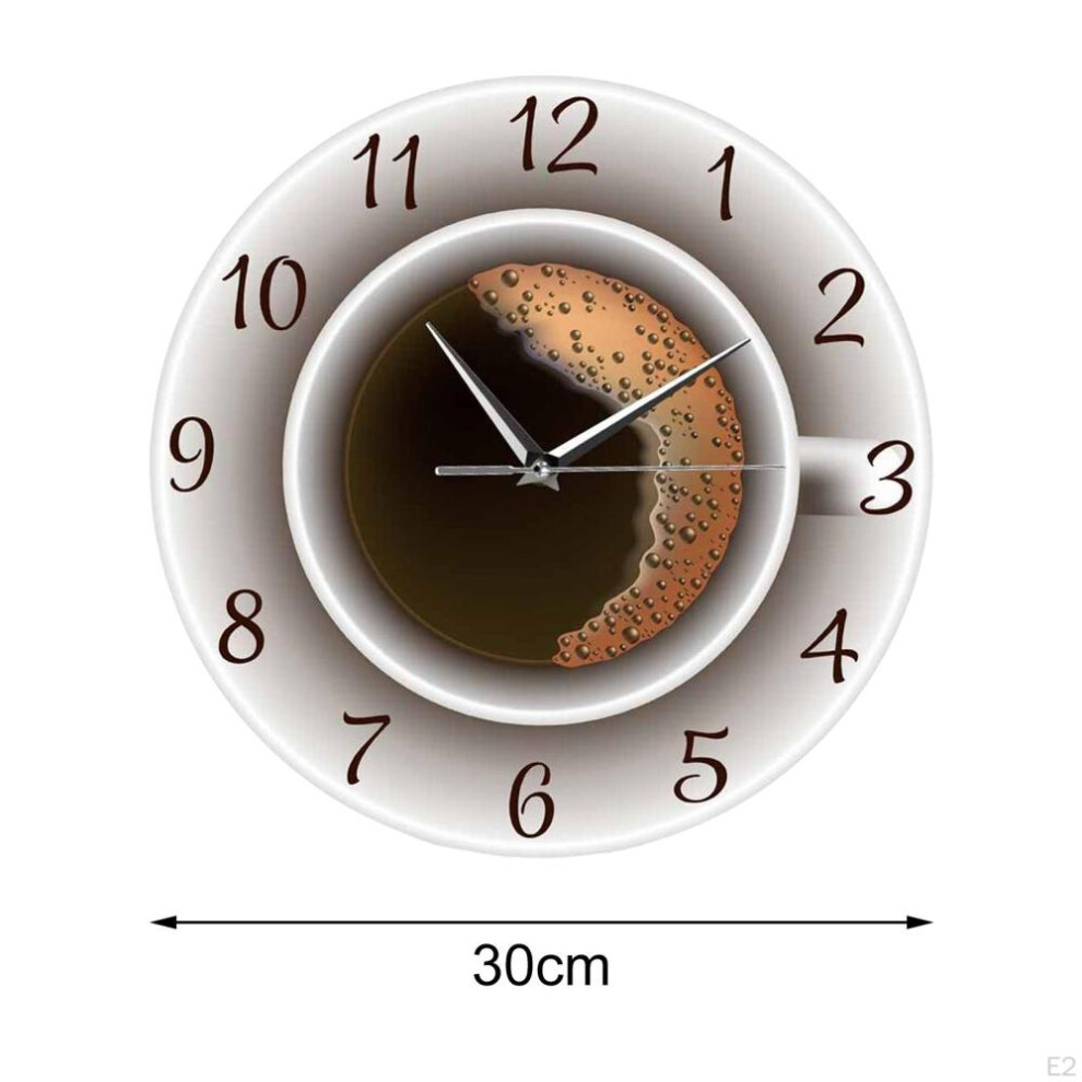 Coffee Cup Wall Clocks 30cm, For Office Meeting Room Light Weight Sleeping And Working