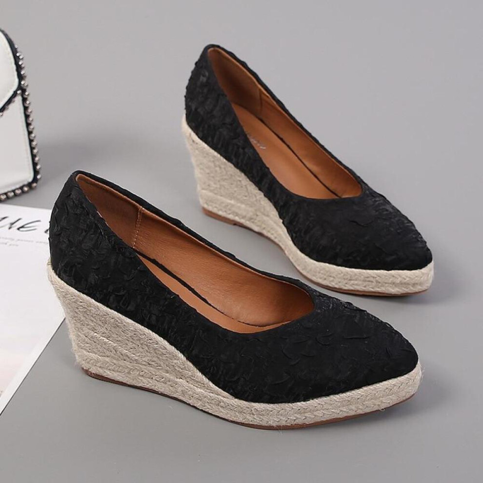 (black, 42) Fashion High Heels Women Wedges Shoes Elegant Ladies Party Shoes Brand Women Pumps Retro Woman Wedge Heel 8cm