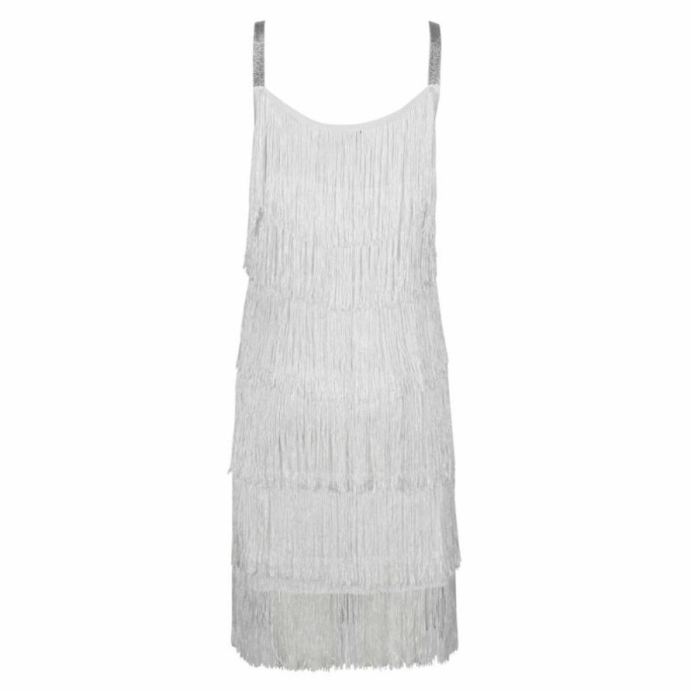 (white, XL) Women&apos;s 1920s Vintage Headband Dress Flapper Cocktail Great Gatsby  Party Tassel Fringe