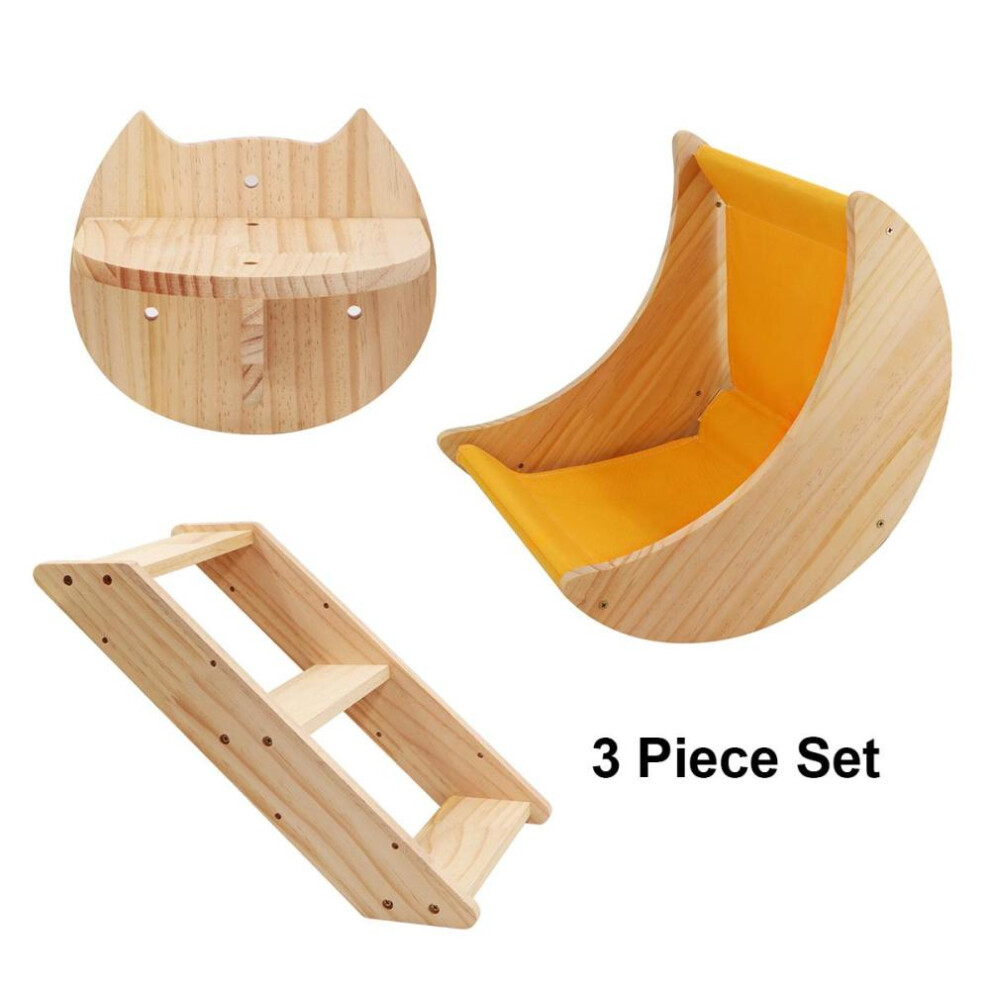 Wall Mounted Moon Shaped Hammock And Climbing Shelf Ladder Set For Activity Indoor Cats Wall Furniture