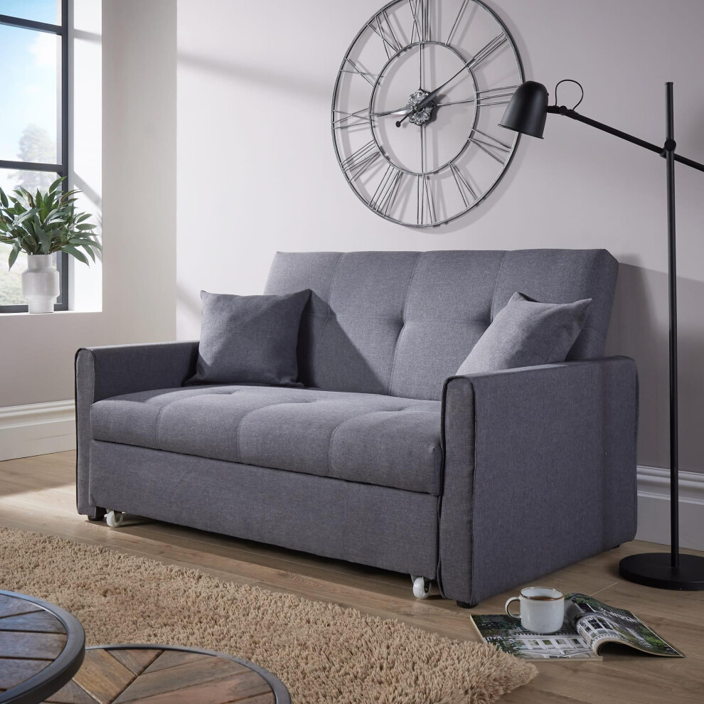 Home Source Grey Charleston 2 Seater Folding Double Sofa Bed