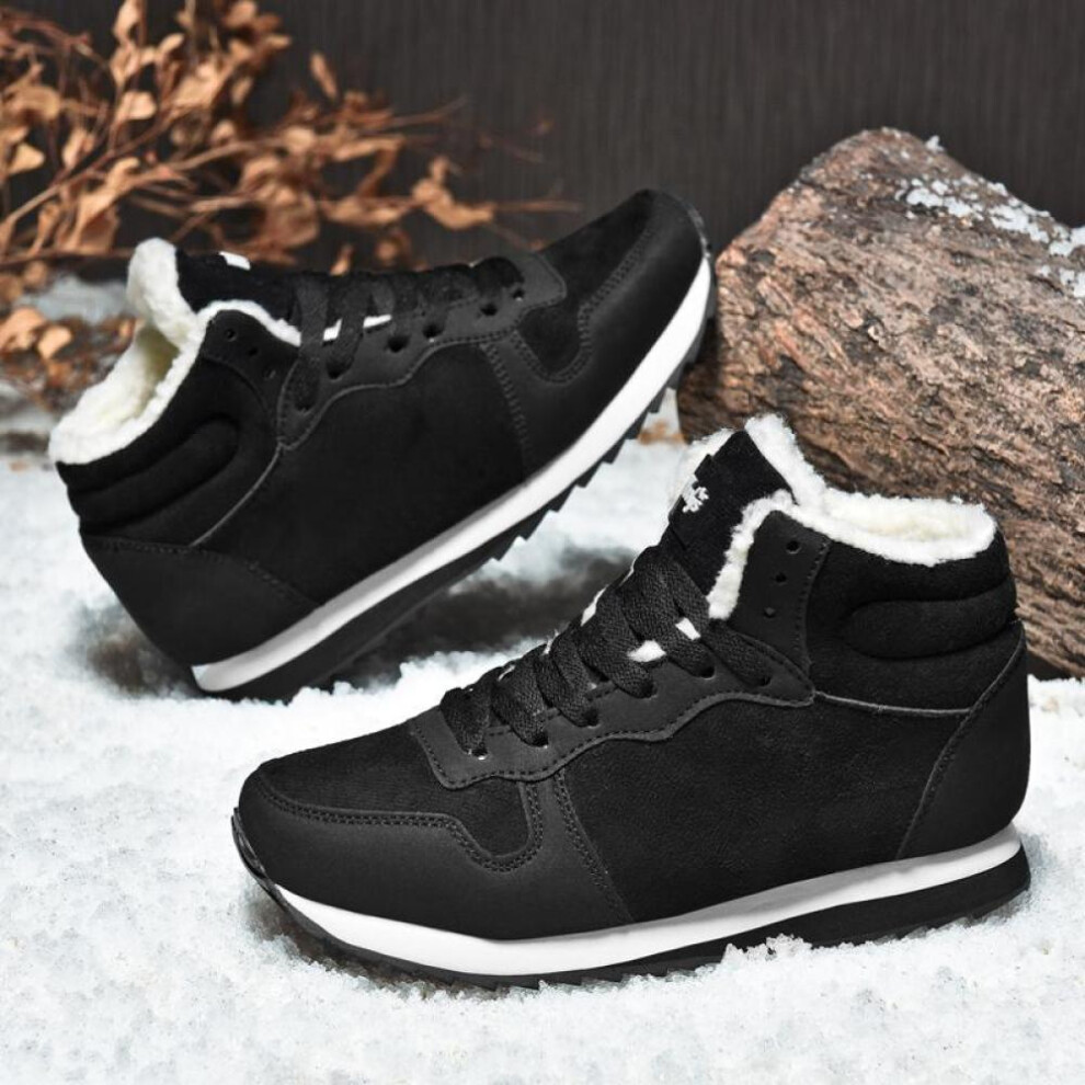 (black, 40) Winter Snow Boots Men Plush Warm Women Boots Suede Leather Ankle Boot Comfortable Light Couple Waterproof Sneakers Big Size