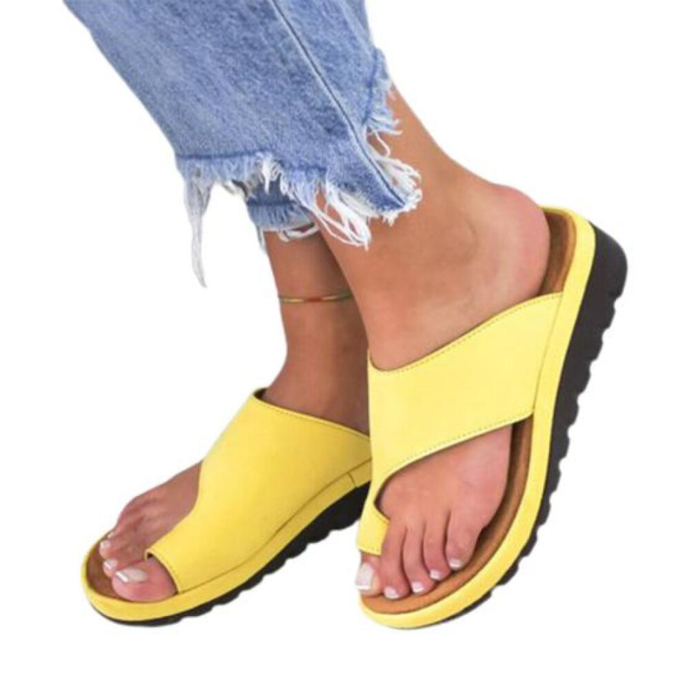 (yellow, 34) Summer Women Slipper Wedge Lightweight  Female Shoes Orthopedic Bunion Corrector Open Toe Slippers Sandals