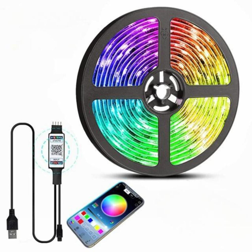 (multicolor, Bluetooth-8M) Smart LED Strip Lights, Remote Control RGB5050 Music Sync Flexible 5V Lamp For TV Backlight Christmas Decoration Gift-image-OPC-PFTVXTC-NEW