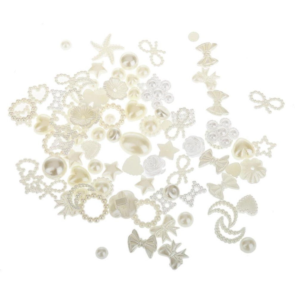 100pcs Assorted Pearl Bead Flat Back Scrapbook For Craft
