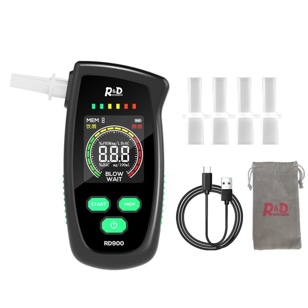 (black) High Accurancy Alcohol Tester Portable Digital Led Display Breathalyzer Usb Rechargeable Breath