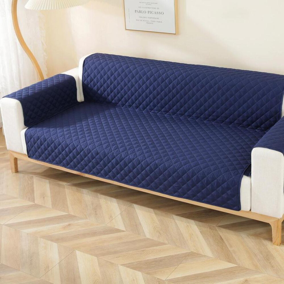 (navy blue, 4 Seats (250x196cm)) 1 2 3 4 Seater Sofa Cover Couch Slipcovers Water Repellent Double Side Use Pet Dog Sofa Mat Living Room Furniture Protector