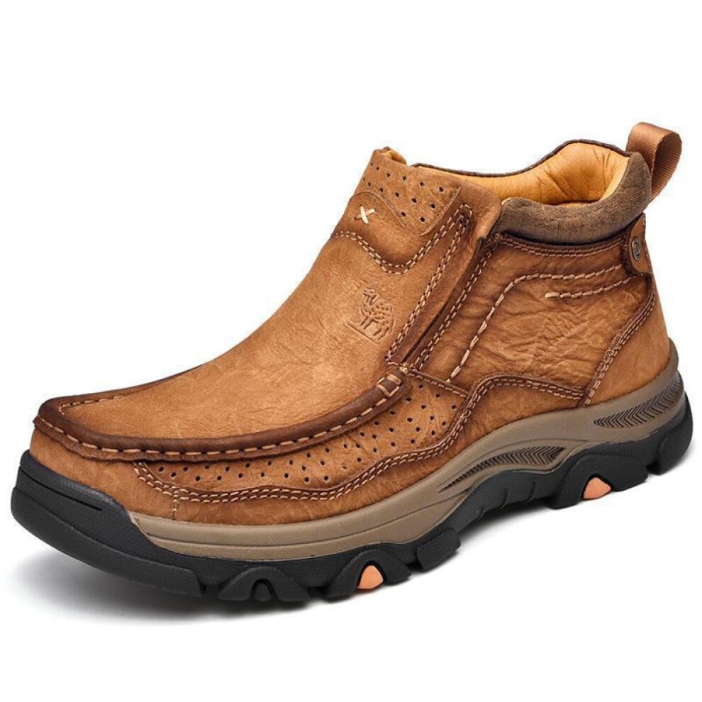 (brown, 44) Men &apos;S Real Leather Ankle Boots Autumn Winter Mens Shoes Fashion Large Size Casual Boots Cowhide Men Genuine Leather Boots