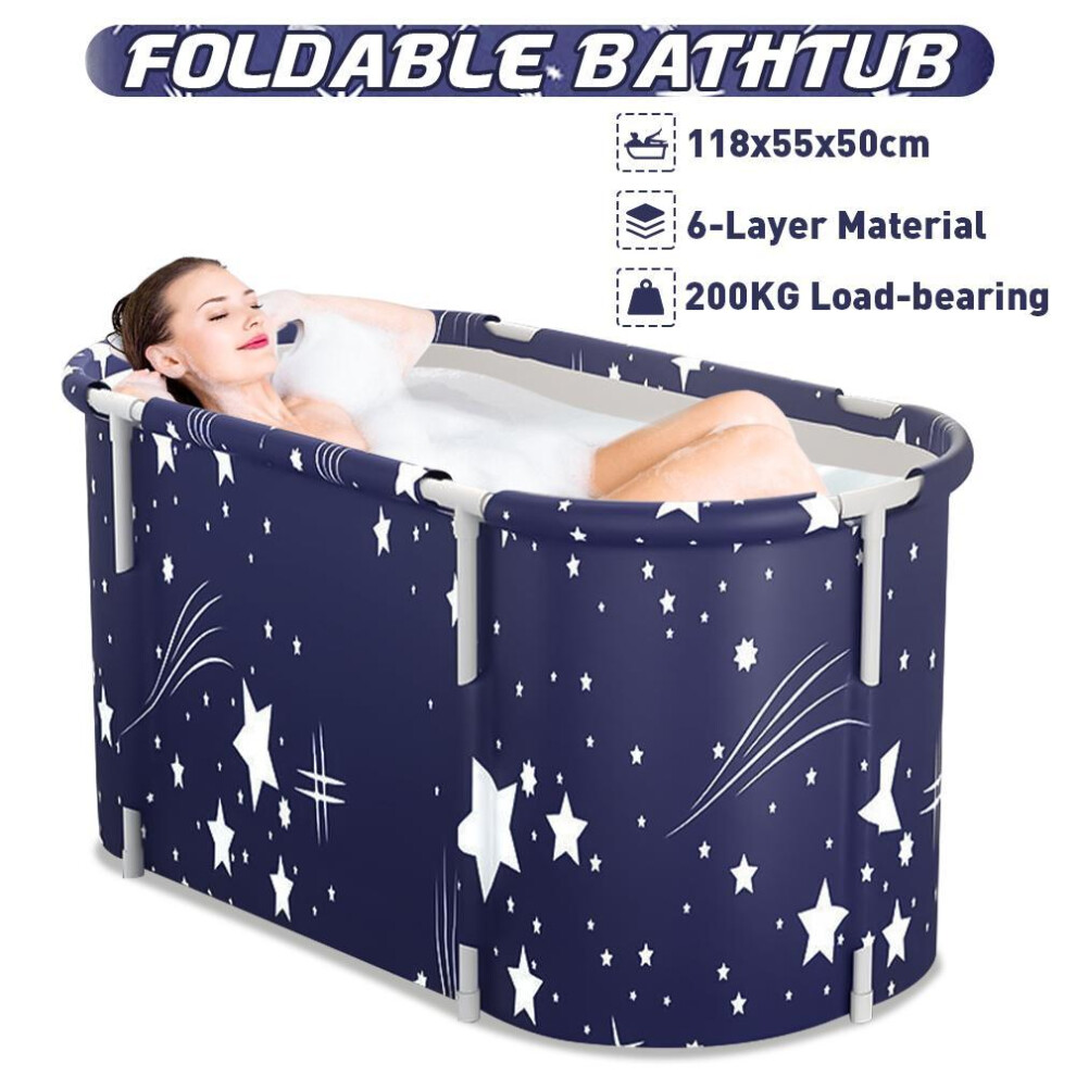 (as the picture) 120CM Folding Bathtub Spa Bathtub Adult Children Swimming Pool Portable Plastic Bathtub Bath Bucket Insulation Bathing Bath Tub Double Drain 6 Layer