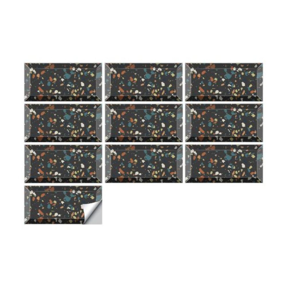 (TP60) 20x10cm Modern Waterproof 3D Tile Stickers Vinyl Self-adhesive Home Wall Decor Kitchen Bathroom Peel And Stick Decals 10 Sheet