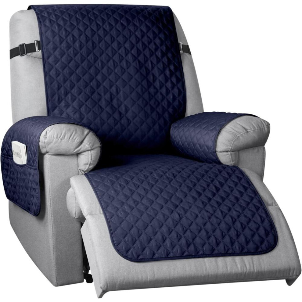 (navy blue, 1 Seat Extra) 1 2 3 Seat Non-slip Recliner Chair Cover Sofa Slipcover Reversible Pet Cover Protector Couch Cover