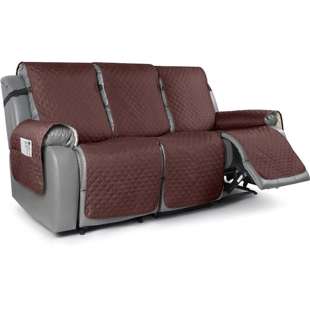 (dark brown, 3 Seat) 1 2 3 Seat Non-slip Recliner Chair Cover Sofa Slipcover Reversible Pet Cover Protector Couch Cover