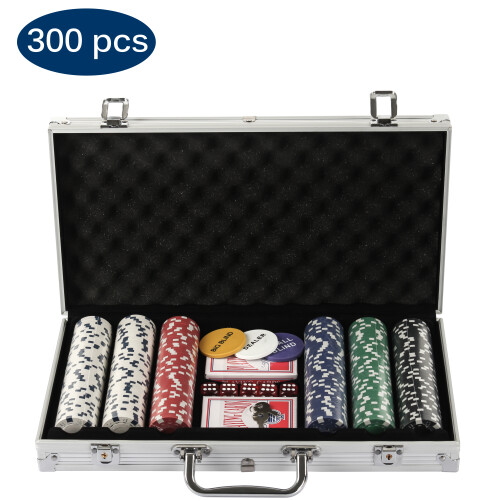 300Pcs Texas Holdem Poker Chips Set with Aluminum Case 2