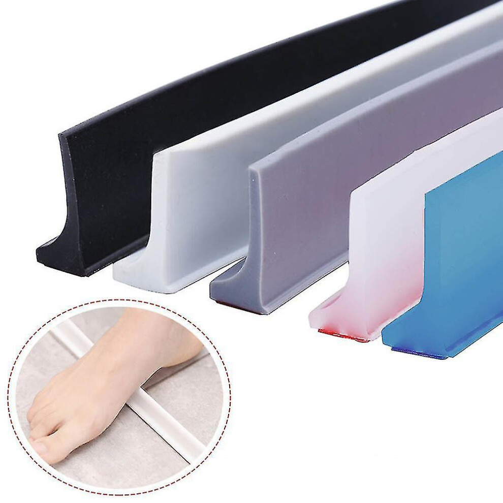 (Black 100Cm) Silicone Shower Barrier Bathroom Water Stopper Water Barrier Retaining Strip Dry And Wet Separation Door Sealing Strip 8795863311210