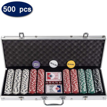 500Pcs Texas Holdem Poker Chips Set with 2 Decks of Cards