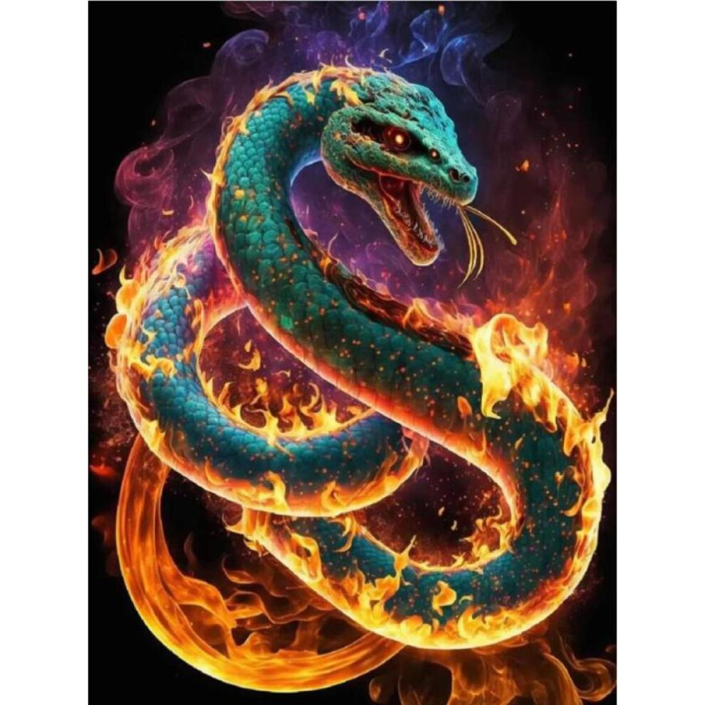 (white, Round drill 50x65cm) Diy 5d Diamond Painting Flaming Animals Snake And Leopard Full Square Round Drill Rhinestone Embroidery Rabbit Dragon Mosaic Cross Stitch Kits Aa4670