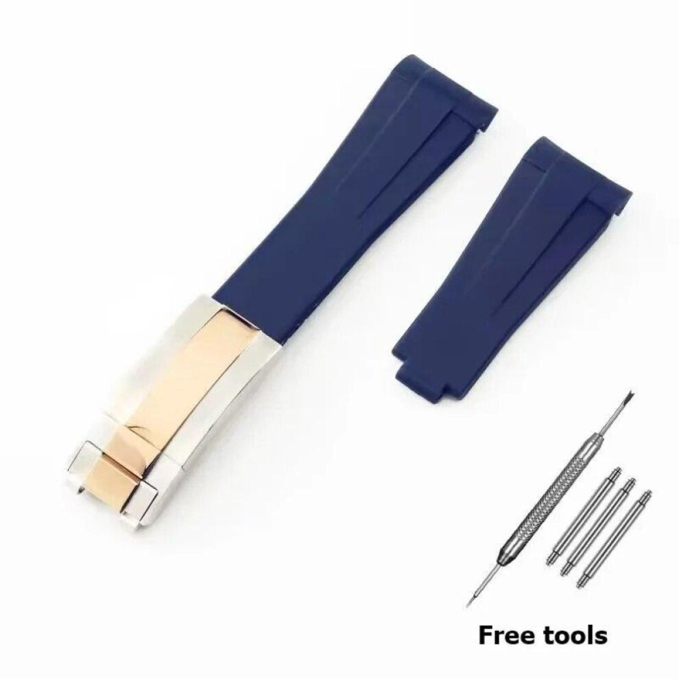 (Blue-R-2  20mm no logo) 20mm 21mm Premium Silicone Strap For Rolex Submariner Daytona Gmt Yacht-master Series Accessories Replacement Watch Bracelet