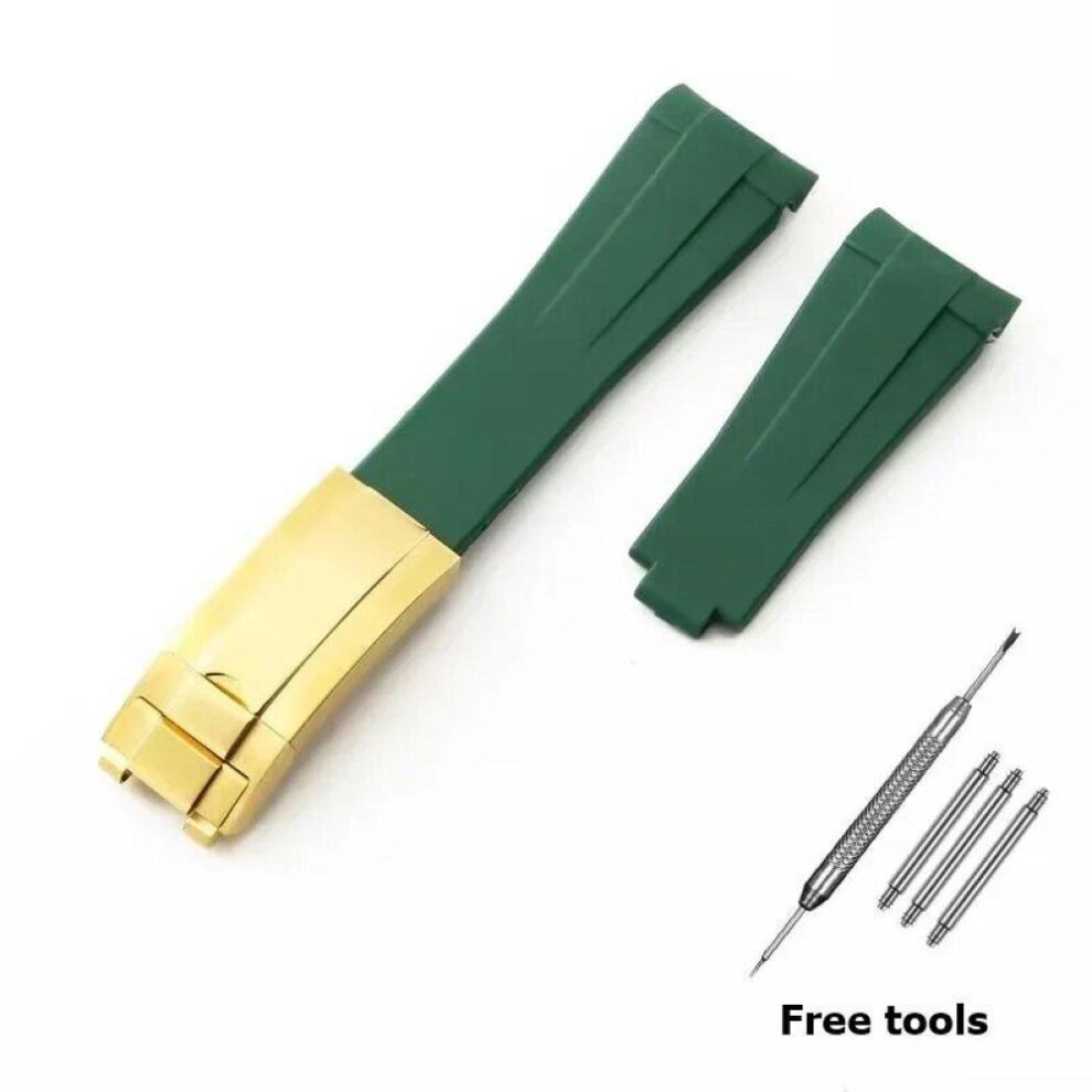 (Army green-G  20mm no logo) 20mm 21mm Premium Silicone Strap For Rolex Submariner Daytona Gmt Yacht-master Series Accessories Replacement Watch Bracelet
