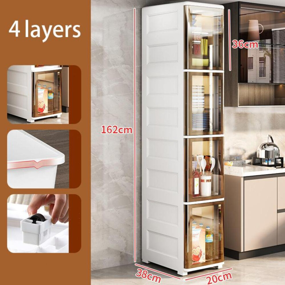 (white, 4 layers 20cm) Bathroom Storage Cabinet 2/3/4 Layers, Kitchen Storage Cabinet, Toilet Storage Cabinet Narrow Bathroom Cabinet Kitchen Shelf