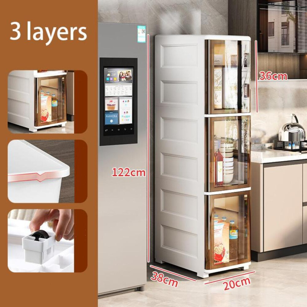 (white, 3 layers 20cm) Bathroom Storage Cabinet 2/3/4 Layers, Kitchen Storage Cabinet, Toilet Storage Cabinet Narrow Bathroom Cabinet Kitchen Shelf