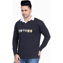 (Black, L) Men's Six Nation Rugby Long Sleeve Sports Jersey