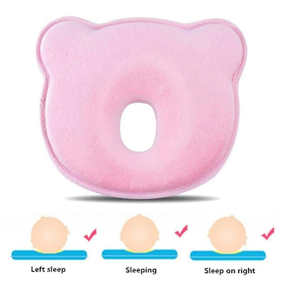(Bear pink) Orthopedic Baby Pillow Against Flat Head And Head Deformation