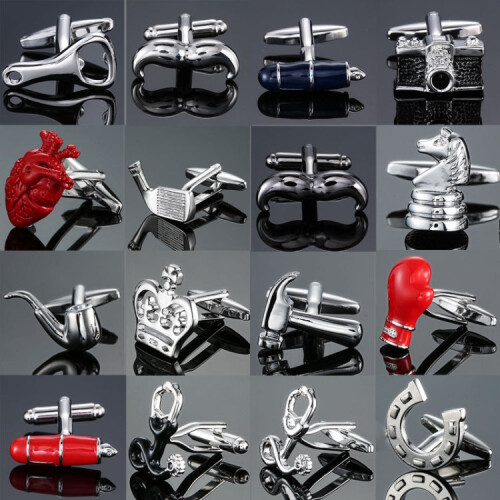 Men Shirts Enamel Lacquered Cufflinks, Color: Silver Stethoscope 2