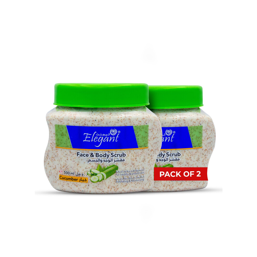 Elegant Cucumber Deep Exfoliating Face & Body Scrub Nourishing Scrub Smooth, Radiant Skin 500ml  (Pack of 2 )