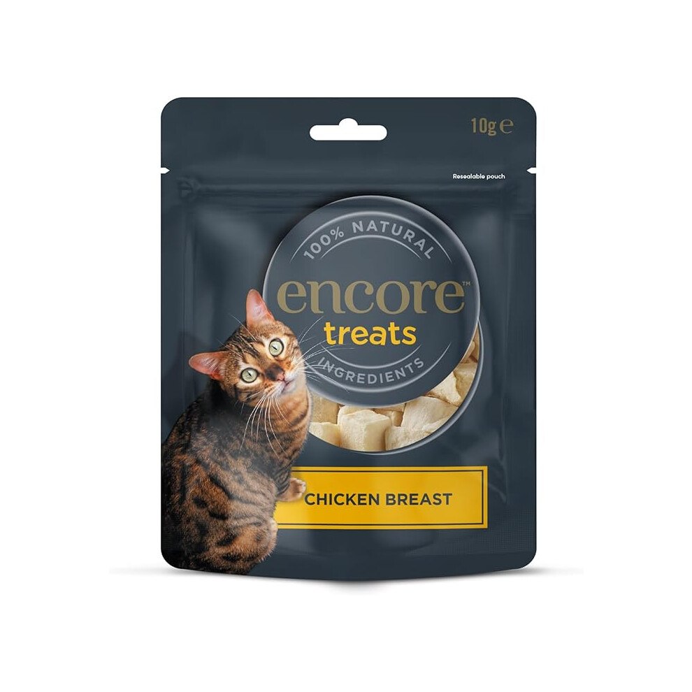 Encore 100% Natural Chicken Breast Cat Treats, Freeze Dried, Grain Free Healthy Cat Snacks 12x10g