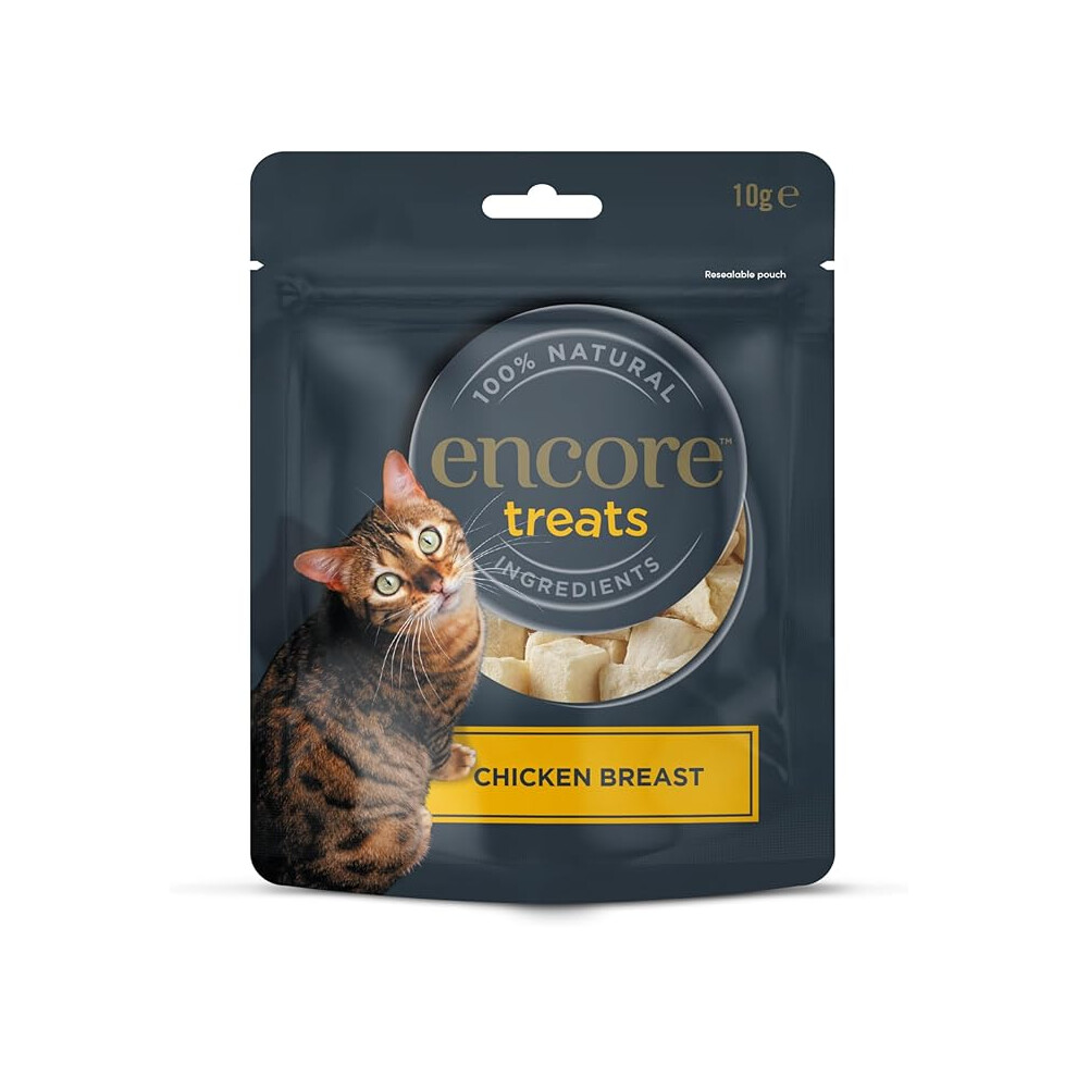 Encore 100% Natural Chicken Breast Cat Treats, Freeze Dried, Grain Free Healthy Cat Snacks 12X10g
