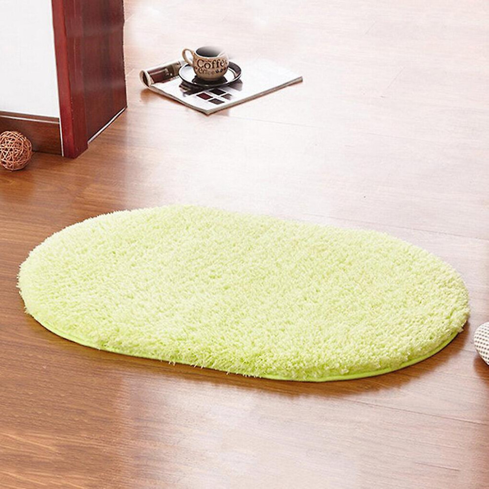 (green) Absorbent Soft Bathroom Mat Oval Plush Floor Blanket