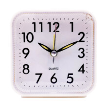 (White) No ticking battery powered bedside clock, luminous large display, student children's clock silent plastic quartz clock desktop
