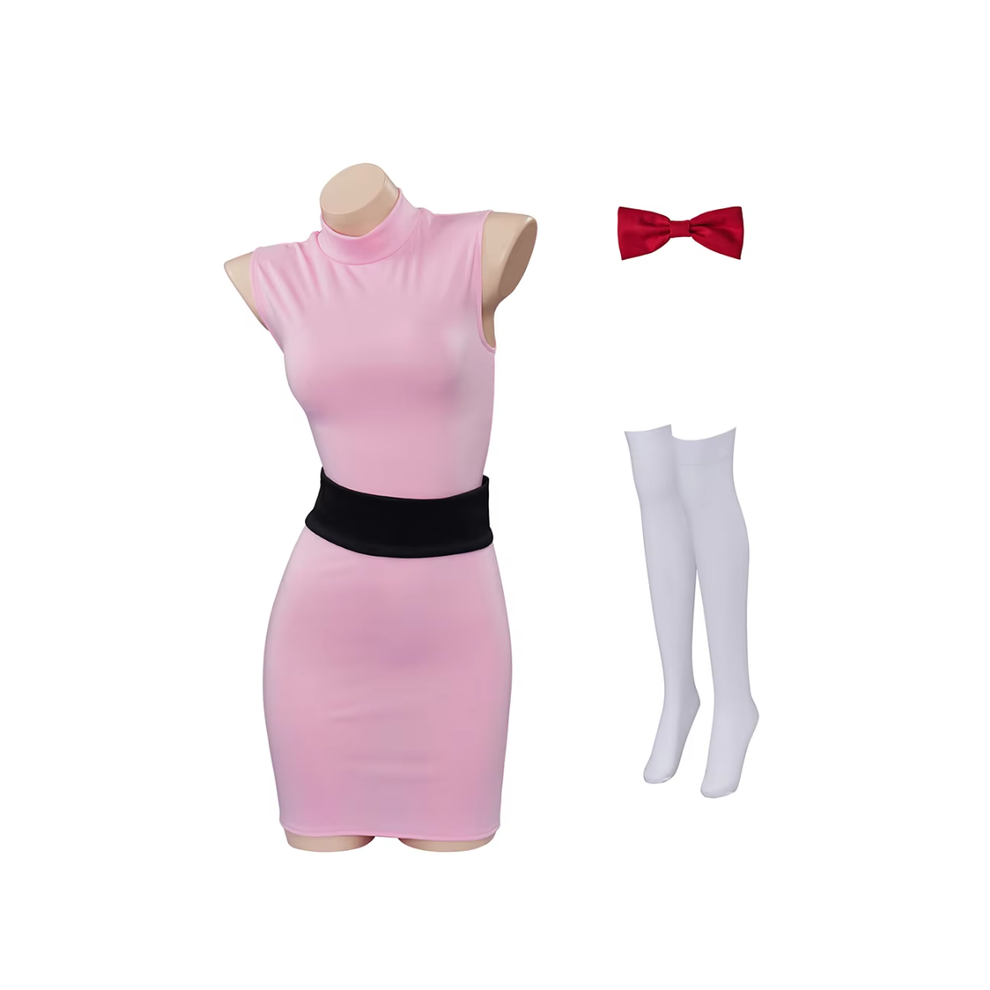 (pink, XL) Powerpuff Cosplay Girls Costume Dress Set