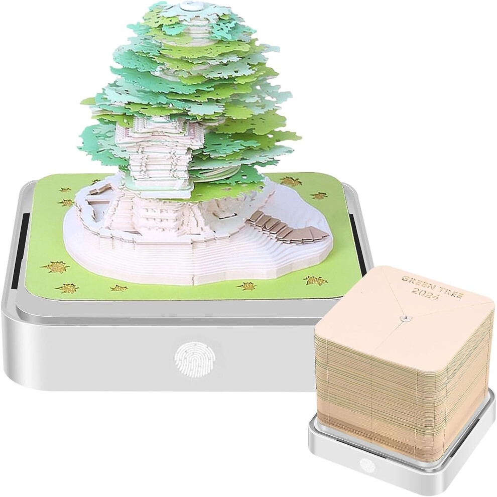 (B) 3d Calendar With Led Lights 2024 Memo Pad Art Calendar Earth Tree House Memo Pad Paper Carving Art For Home Office Desktop Decoration Christmas Gi-image-OPC-PFTWZC8-NEW