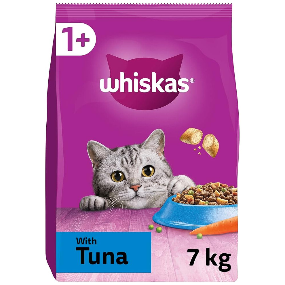 Whiskas 1+ Tuna 7kg Bag, Adult Cat Dry Food - Pack may vary