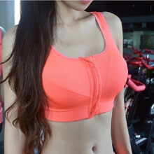 7 Color Fitness Yoga Push Up Sports Bra Women Gym Running Padded Tank Top Athletic Vest Underwear Shockproof Zipper Sports Bra, Size:XL (Orange)