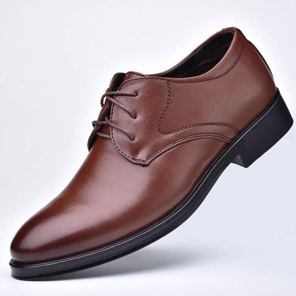 (brown, 45) 2021 Men&apos;s Leather Shoes Business Formal Wear Men&apos;s Shoes Lace-up All-match Casual Shoes 38-48