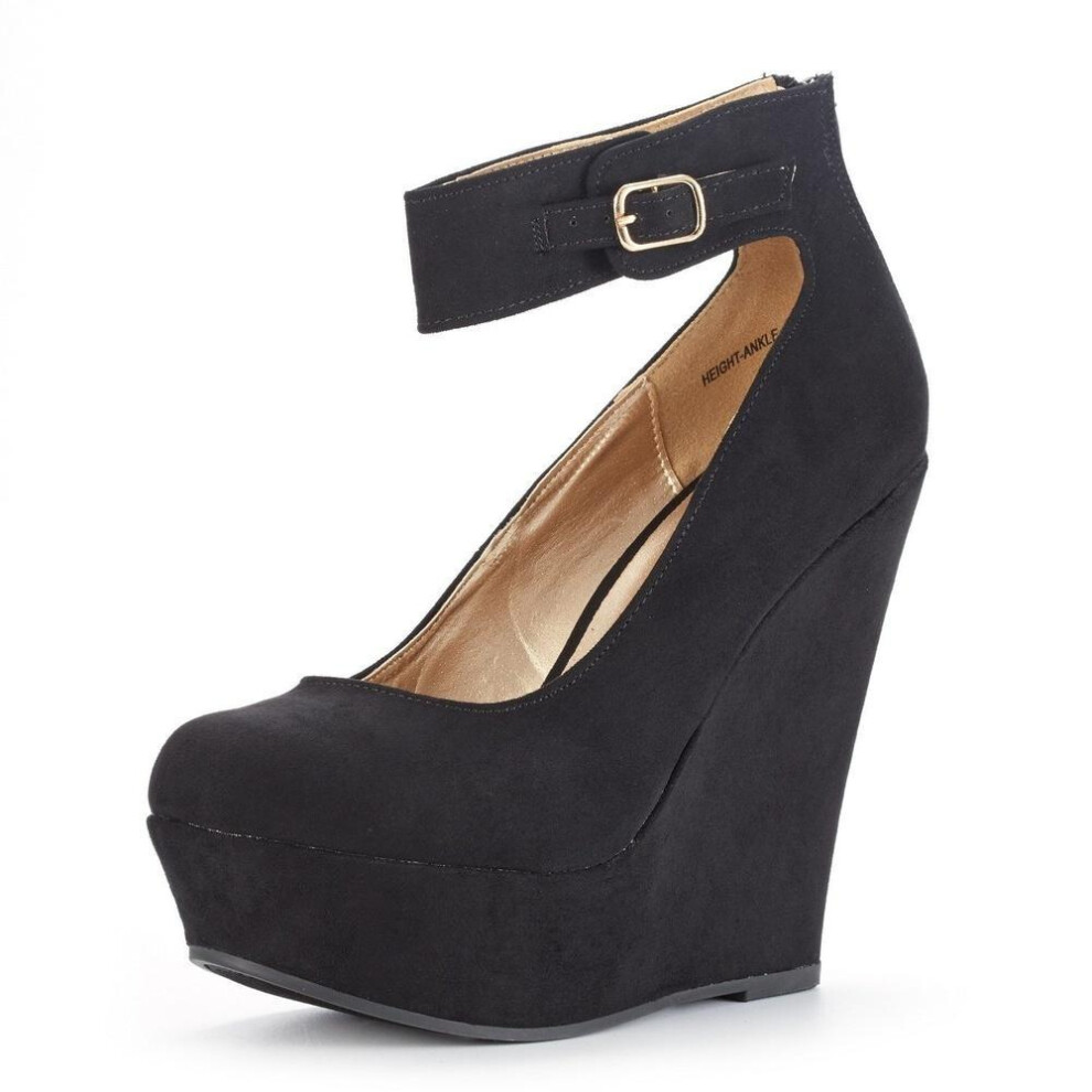 (black, 37) New Elegant Ladies Platform Peep Toe Velvet  High Heels Wedge Shoes Sandals Shoe