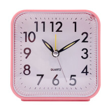 (Red) No ticking battery powered bedside clock, luminous large display, student children's clock silent plastic quartz clock desktop