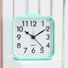 (Green) No ticking battery powered bedside clock, luminous large display, student children's clock silent plastic quartz clock desktop