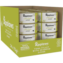 Applaws 100% Natural Cat Food, Tuna Fillet and Seaweed, 70 g Tin (Pack of 24)