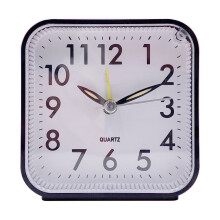 (Black) No ticking battery powered bedside clock, luminous large display, student children's clock silent plastic quartz clock desktop