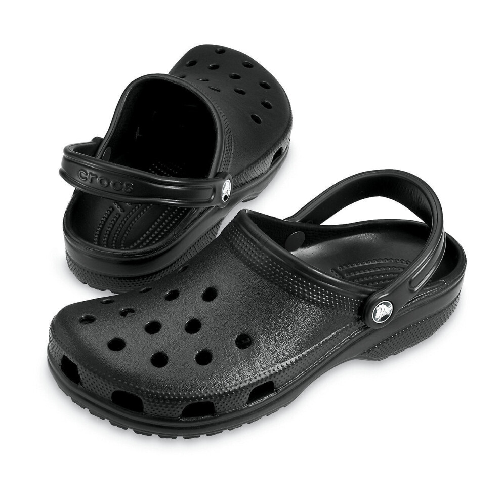 Crocs Classic Clogs Roomy Fit Sandal Clog Sandals Slides Waterproof - Black - Mens US 9/Womens US 11