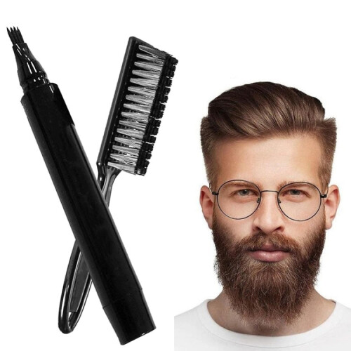 2pcs /Set Waterproof Beard Filler Beard Styling Pen(Black) 1