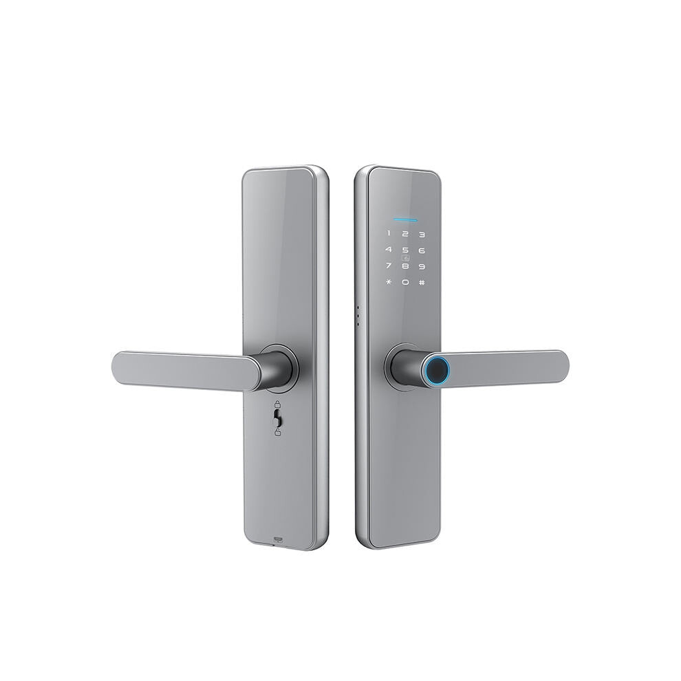 C91 Tuya Smart Wifi Password Fingerprint Electronic Door Lock(Silver) 740441822587