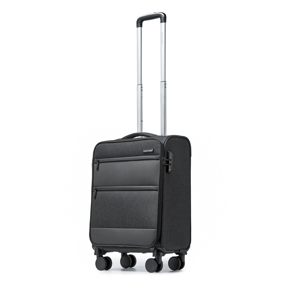 (Black) 20 Inch Lightweight Soft Shell Cabin Luggage With TSA Lock