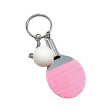(Pink) 2pcs Key Holders Table Tennis Bat Pendant Keychain Mini Key Rings For Souvenir Prizes Gift